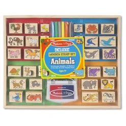 Melissa And Doug Deluxe Animals Wooden Stamp Set Multi-color